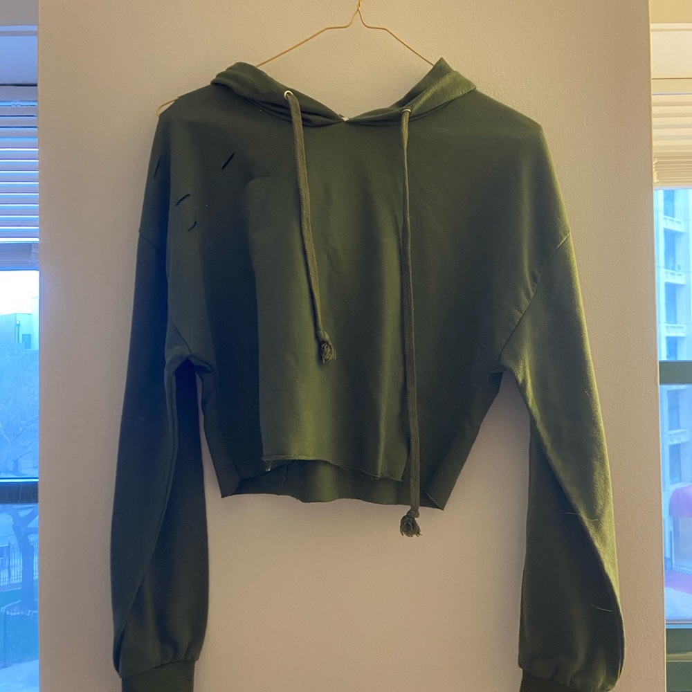 distressed cropped hoodie